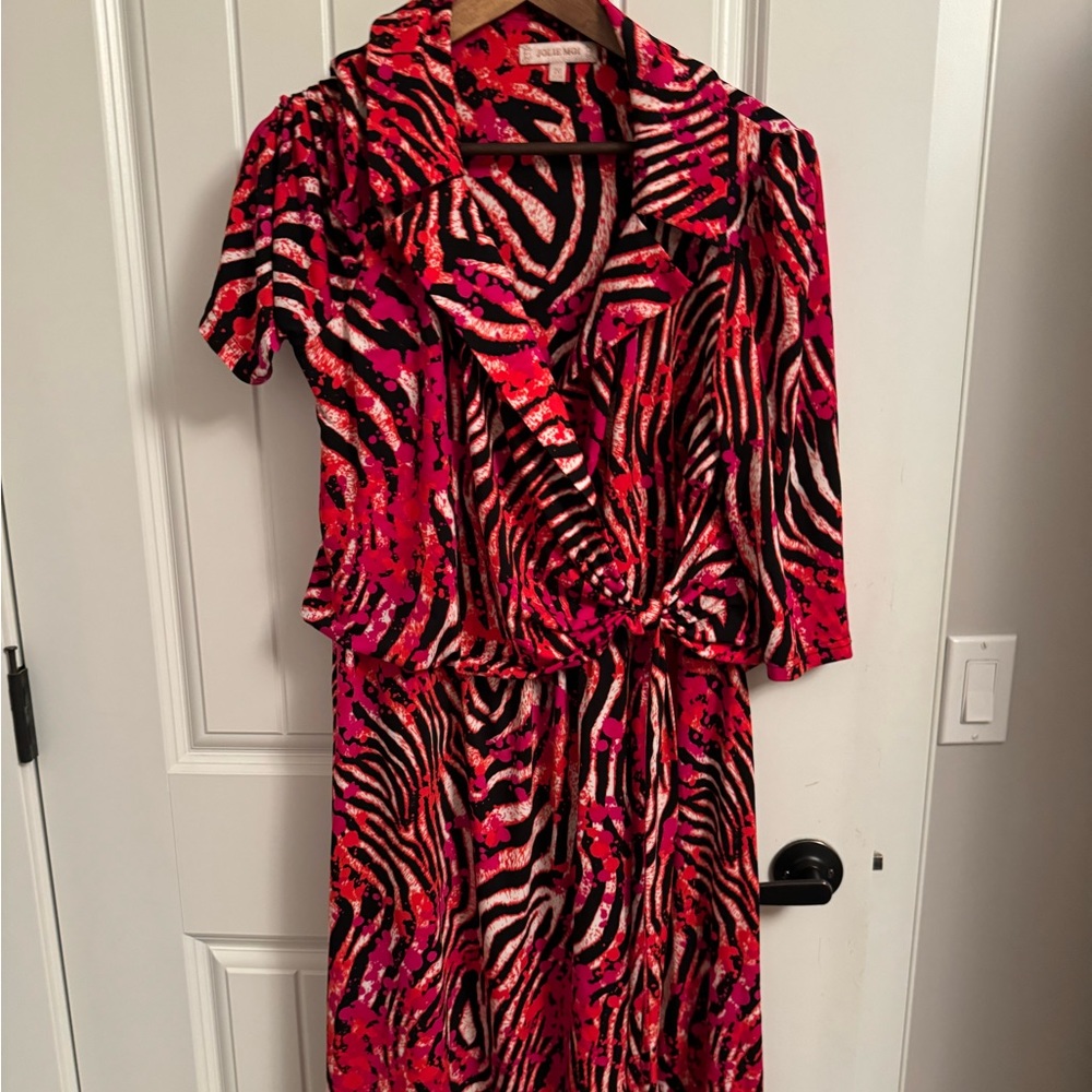 Red and black animal print dress by Jolie Moi size 16